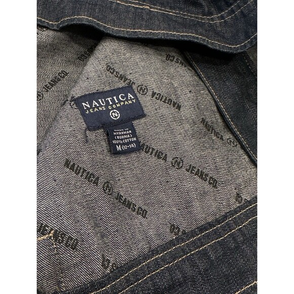Nautica Motorcycle Blue Jean Jacket Denim Indigo  M teens12/14 4 pockets Y2k - Picture 10 of 12
